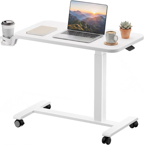 Mobile Standing Desk – 28" Adjustable Overbed/Bedside Workstation w/Lockable Wheels