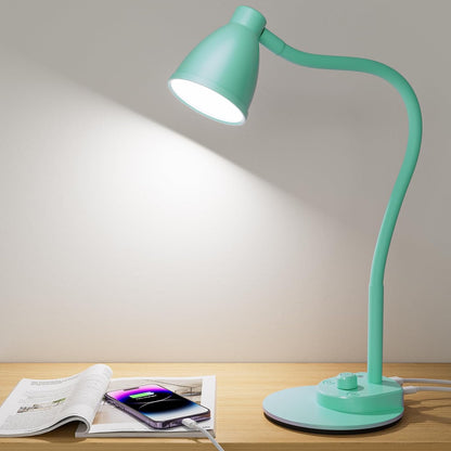 Auto-Dimming LED Desk Lamp – USB Charging, Flexible Neck for Office & Bedside