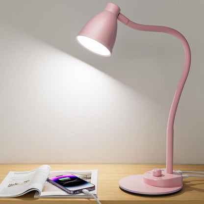 Auto-Dimming LED Desk Lamp – USB Charging, Flexible Neck for Office & Bedside