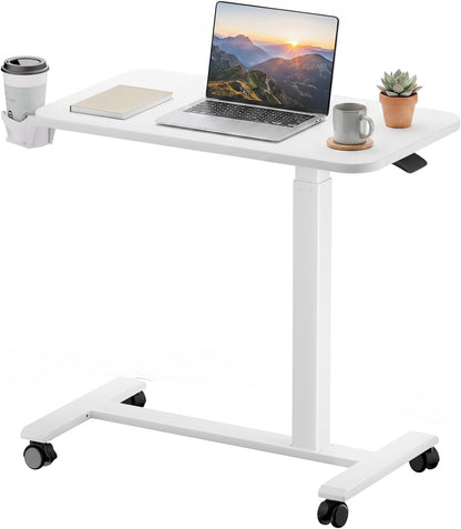 Mobile Standing Desk – 28" Adjustable Overbed/Bedside Workstation w/Lockable Wheels