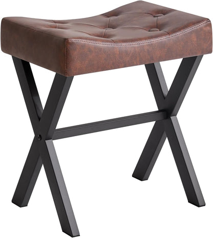 U-Shaped Linen Vanity Stool, X-Leg Makeup Chair