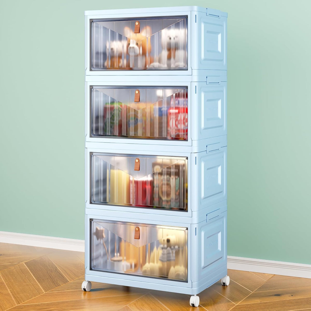 Wise Oannes 23QT Rolling Storage Bins, Stackable & Collapsible
