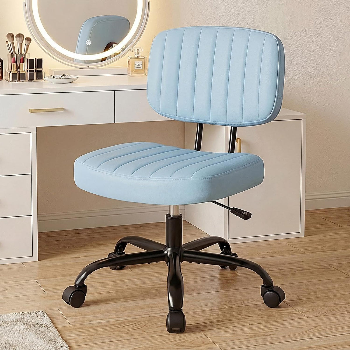 Small Office Chair, PU Leather with Lumbar Support