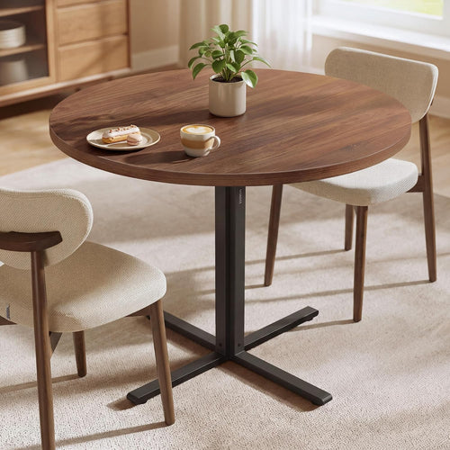 31.5" Round Dining Table for 4, Steel Frame, Oka Beige