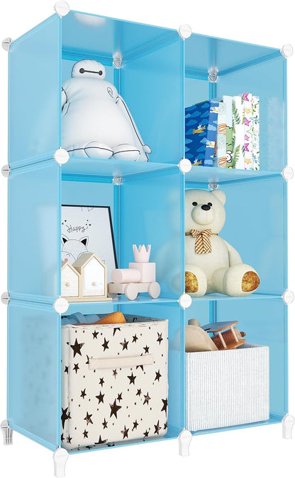 Stackable 6-Cube Storage Organizer, Modular Closet Shelf