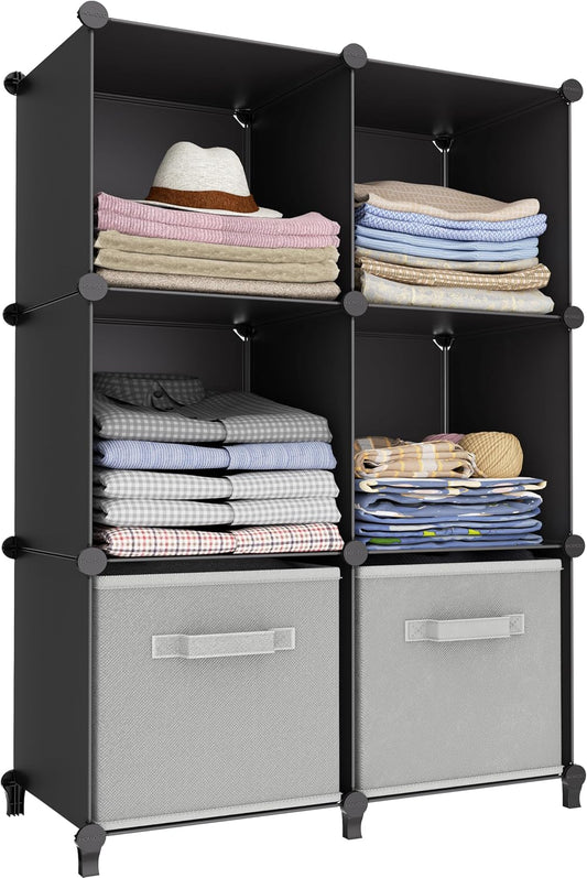 Stackable 6-Cube Storage Organizer, Modular Closet Shelf