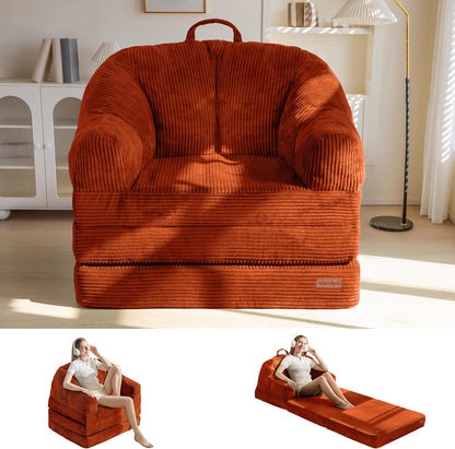 Folding Sofa Bed with Backrest, 2-in-1 Convertible Floor Couch