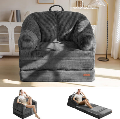 Folding Sofa Bed with Backrest, 2-in-1 Convertible Floor Couch